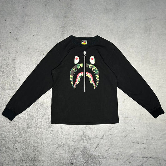 A Bathing Ape BAPE Camo Shark Longsleeve Shirt (M)