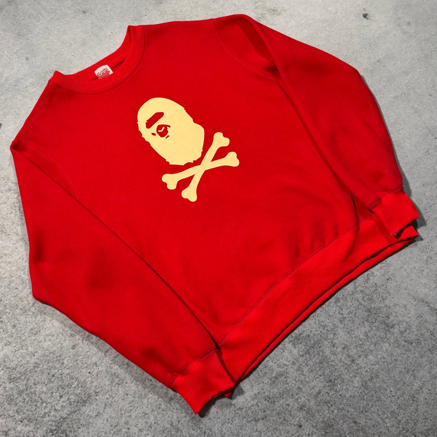 BAPE 00s OG Crossbones Crewneck Sweater Red Archive (M)