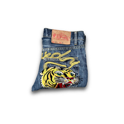 Ed Hardy 2000s Spellout Tiger Backprint Jeans (30)