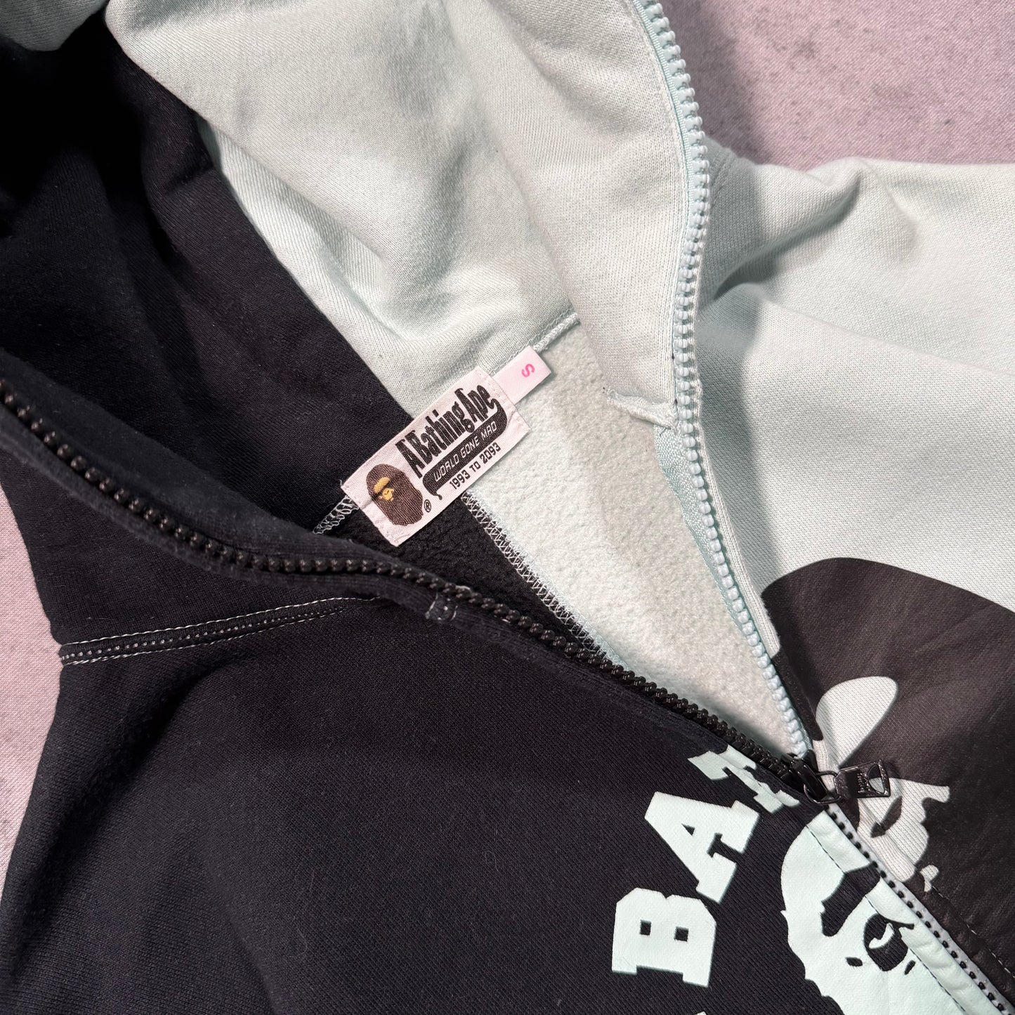 BAPE Y2K College Split Ape Logo Full Zip Hoodie (S fits XS)