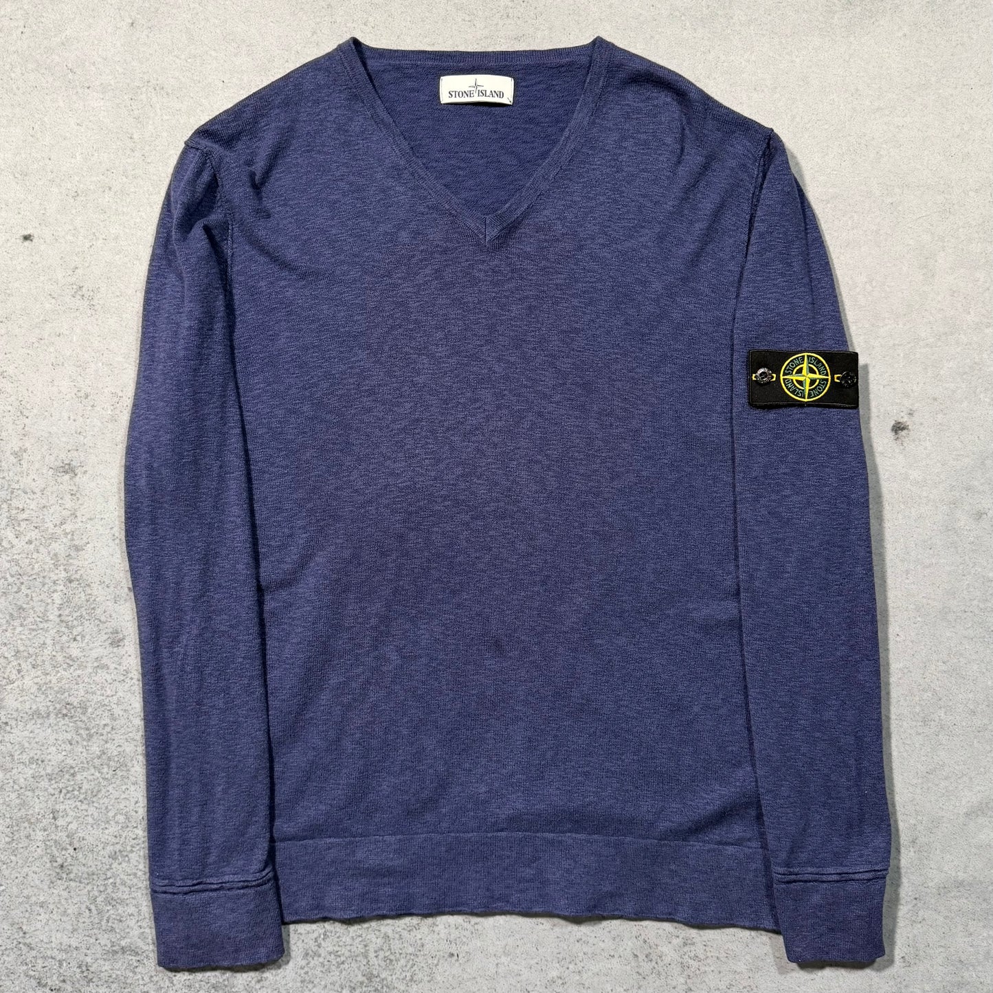 Stone Island V-Neck Wool Sweater navy blue (3XL)