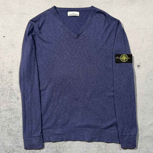 Stone Island V-Neck Wool Sweater navy blue (3XL)