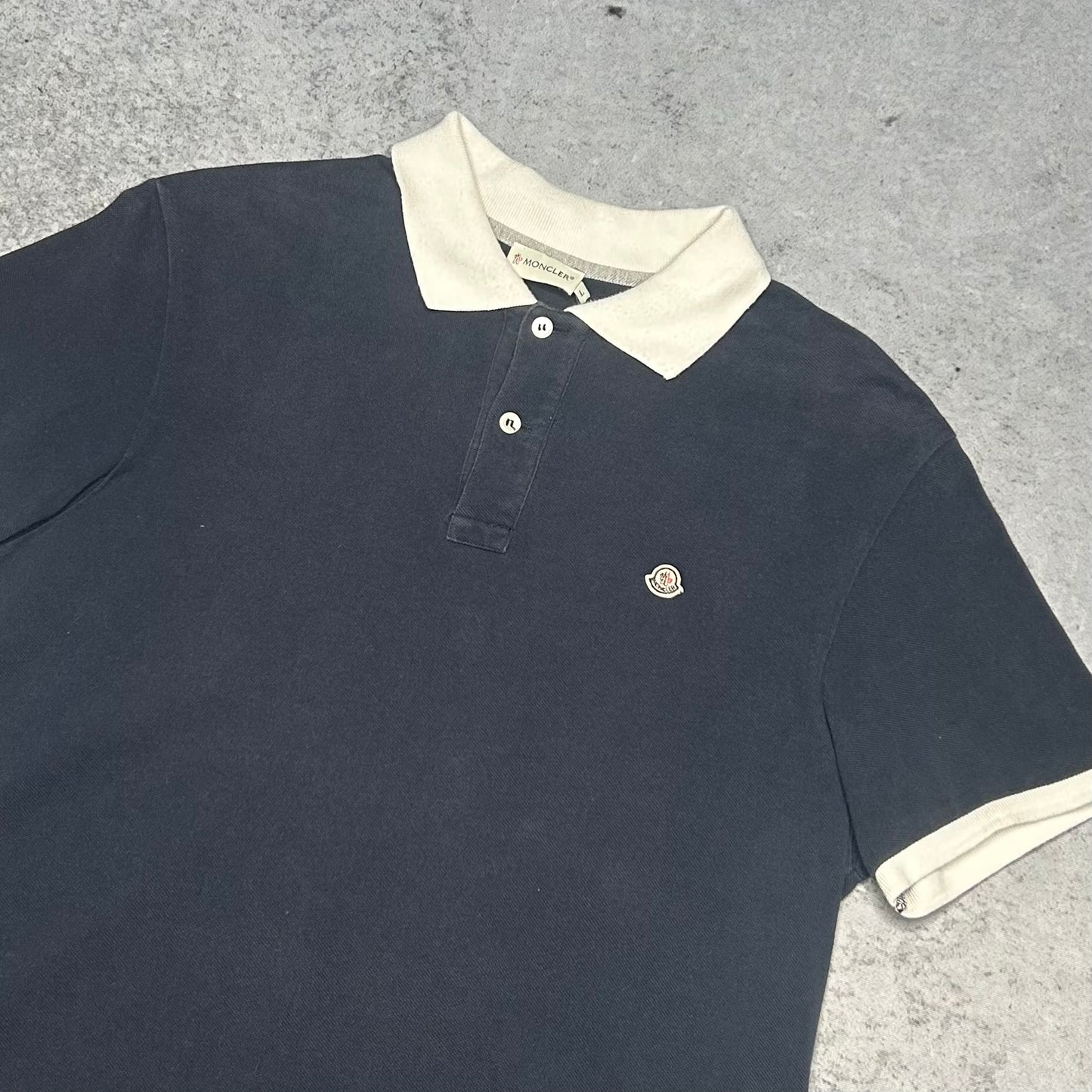 Moncler Vintage Polo Shirt navy white small logo (L fits M)