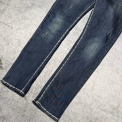 Monicas Jeans Y2K Low Waist Jeans Contrast Stitch (Womens XL)