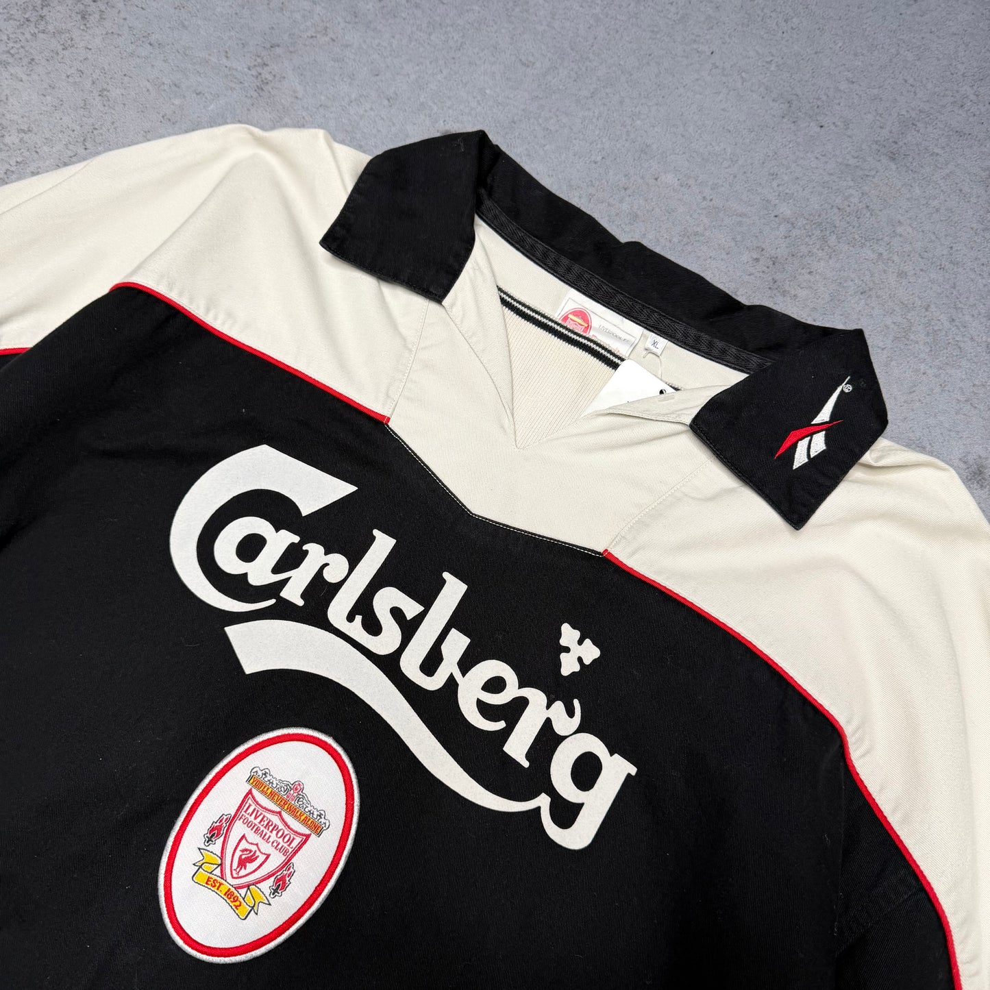 Reebok 1996/97 FC Liverpool Drill Training Polo Shirt black white red (XL)