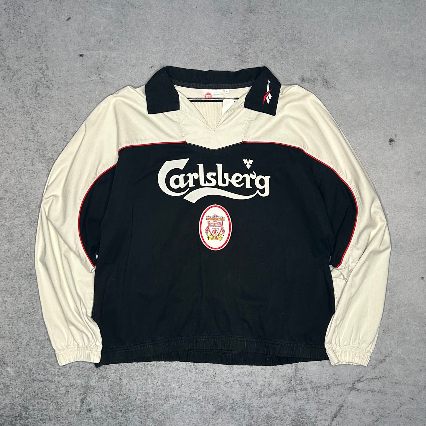 Reebok 1996/97 FC Liverpool Drill Training Polo Shirt black white red (XL)