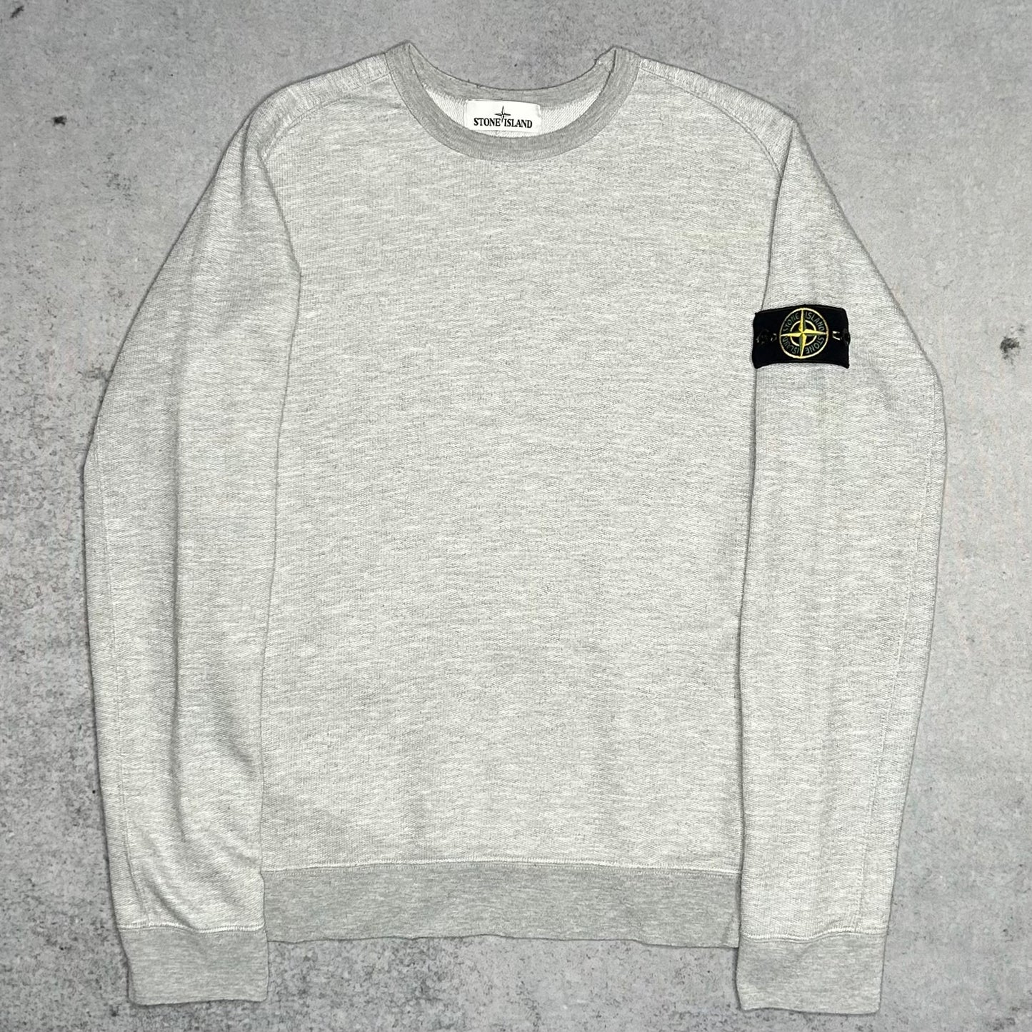 Stone Island Waffle Knit Cotton Crewneck Sweater Grey (XL)