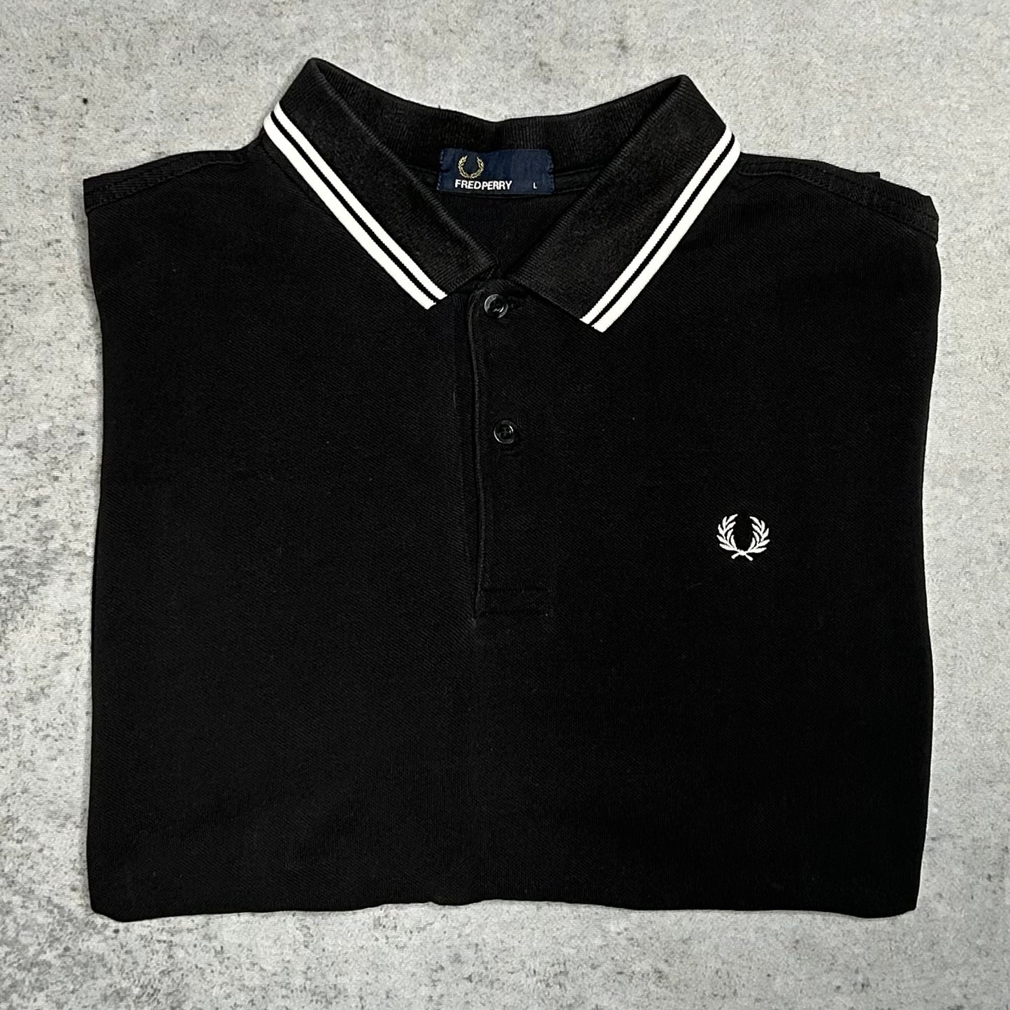 Fred Perry Twin Tipped Pique Polo Shirt Black (L)