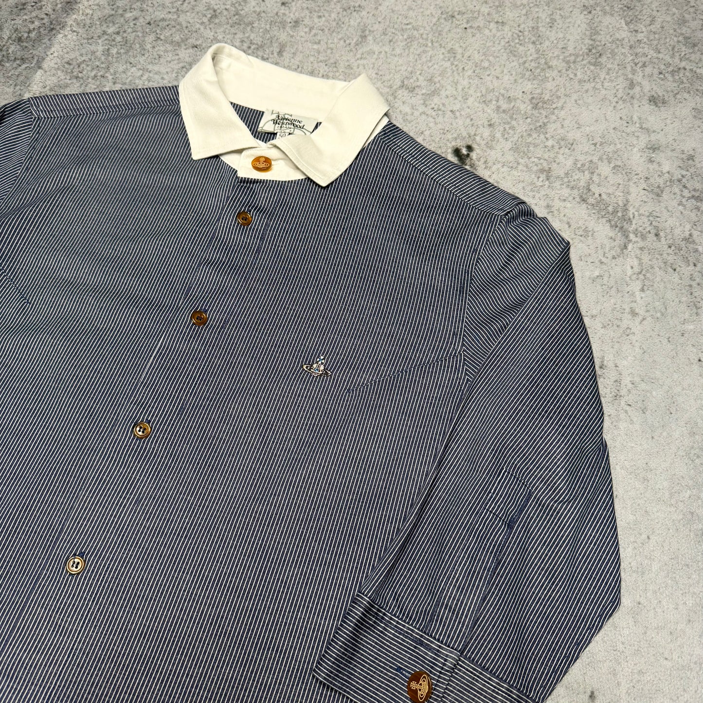 Vivienne Westwood Vintage Longsleeve Polo Shirt blue white (50 fits S)