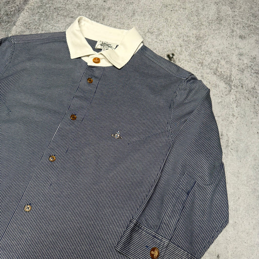 Vivienne Westwood Vintage Longsleeve Polo Shirt blue white (50 fits S)