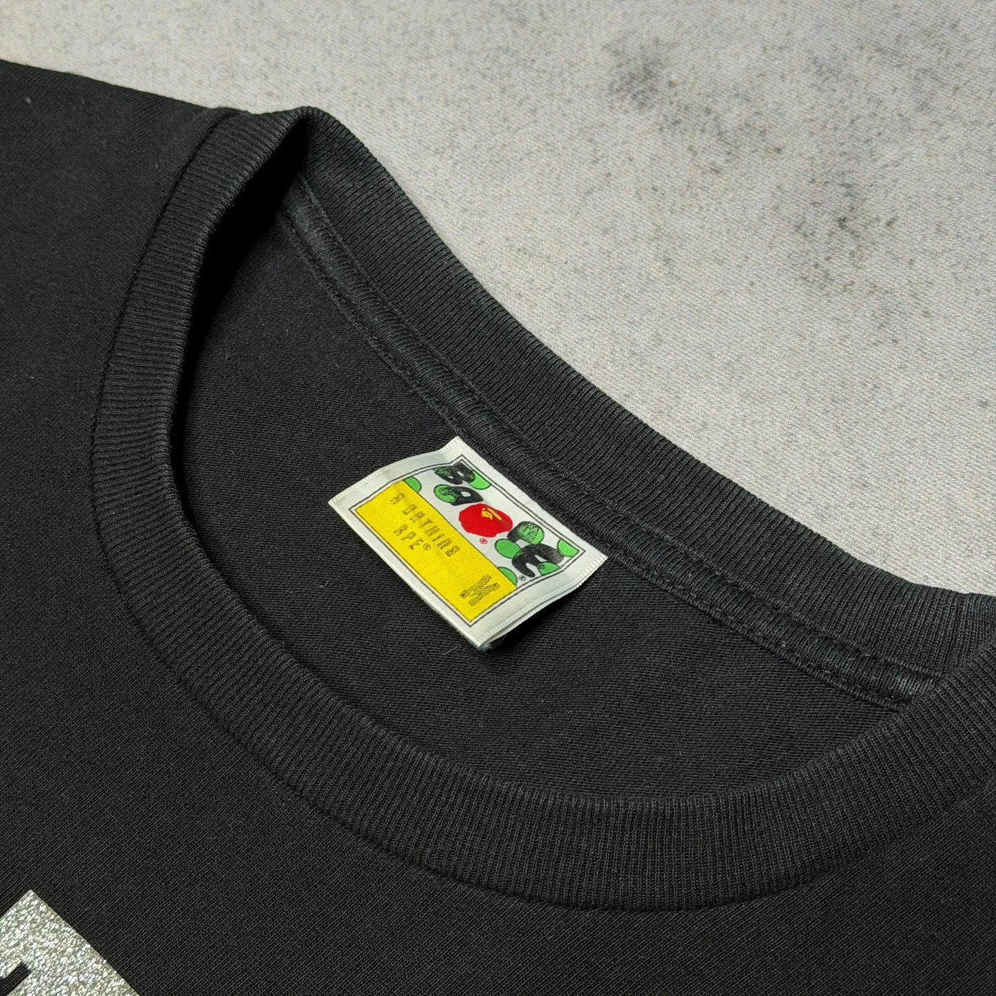 BAPE College Glitter Logo Tee Shirt gold/silver (M)