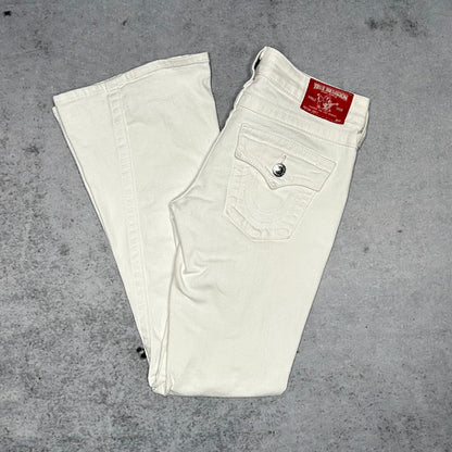 True Religion Vintage 2000s Joey Bootcut Flared Low Waist Jeans all white (27)
