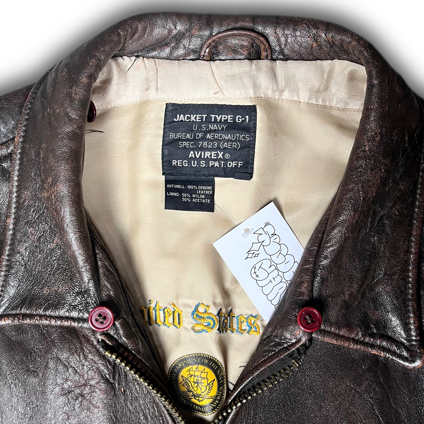 Avirex Vintage Leather Bomber Jacket brown