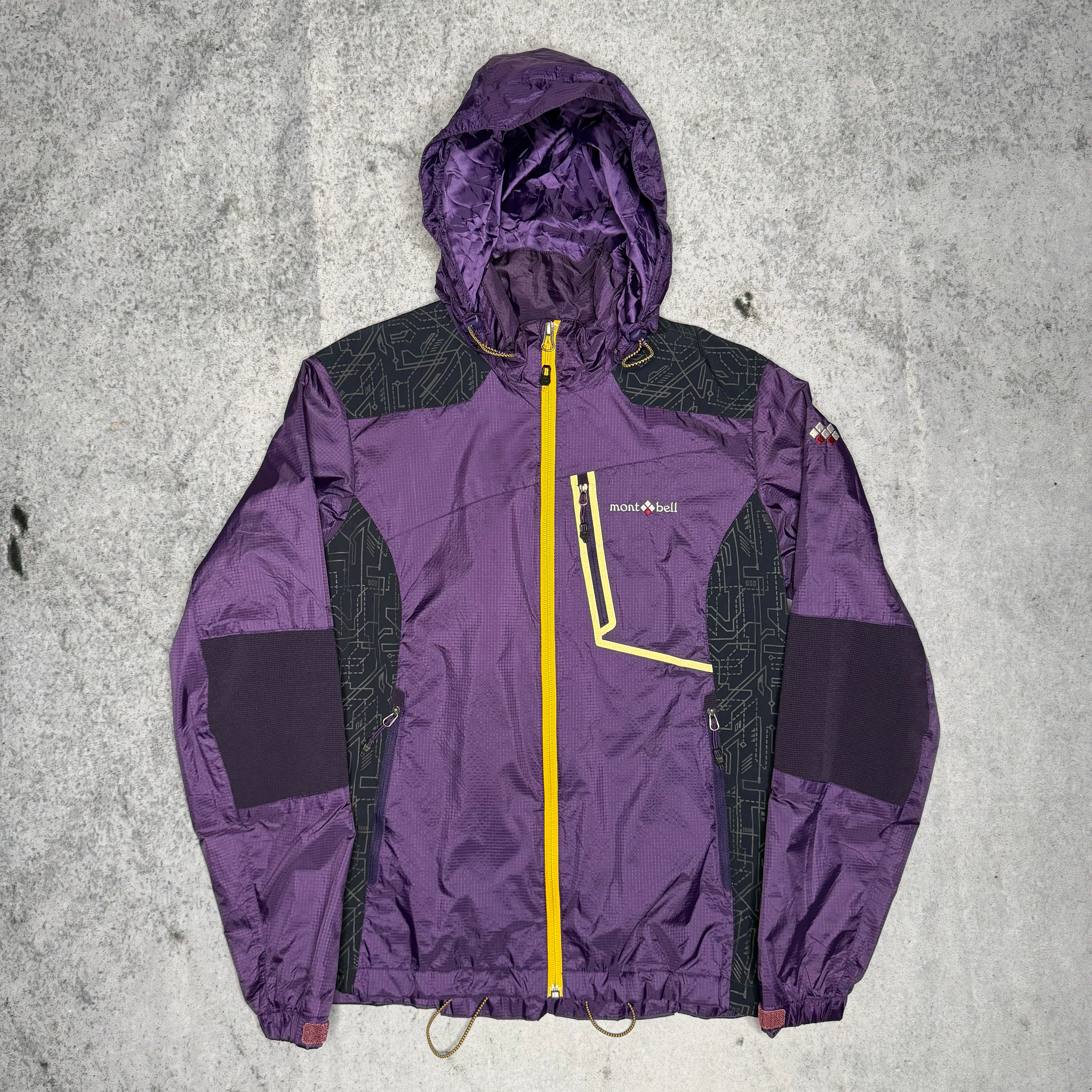Montbell Japan Vintage 90s Rare OG Shell Jacket purple yellow (S