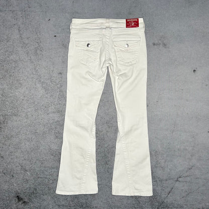 True Religion Vintage 2000s Joey Bootcut Flared Low Waist Jeans all white (27)