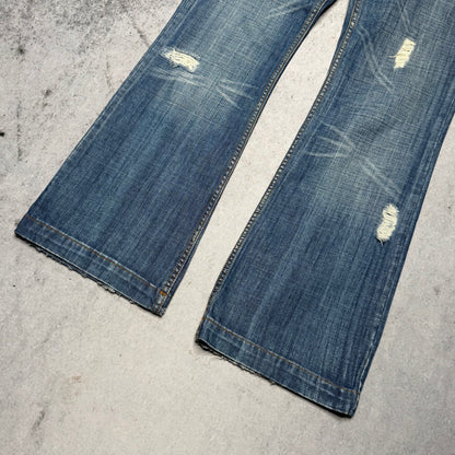 Oasis Y2K Distressed Low Rise Bootcut Denim (30/32)