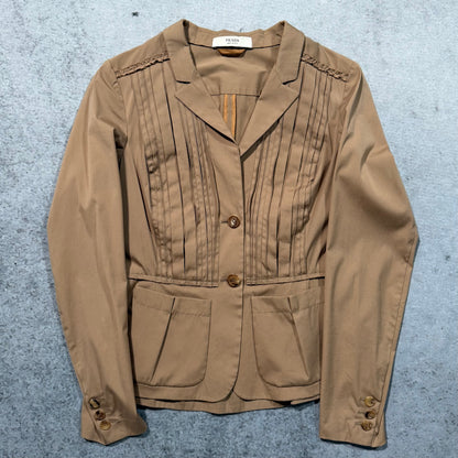 Prada SS09 Archive Pleated Fitted Blazer Jacket Light Brown (42 fits S)