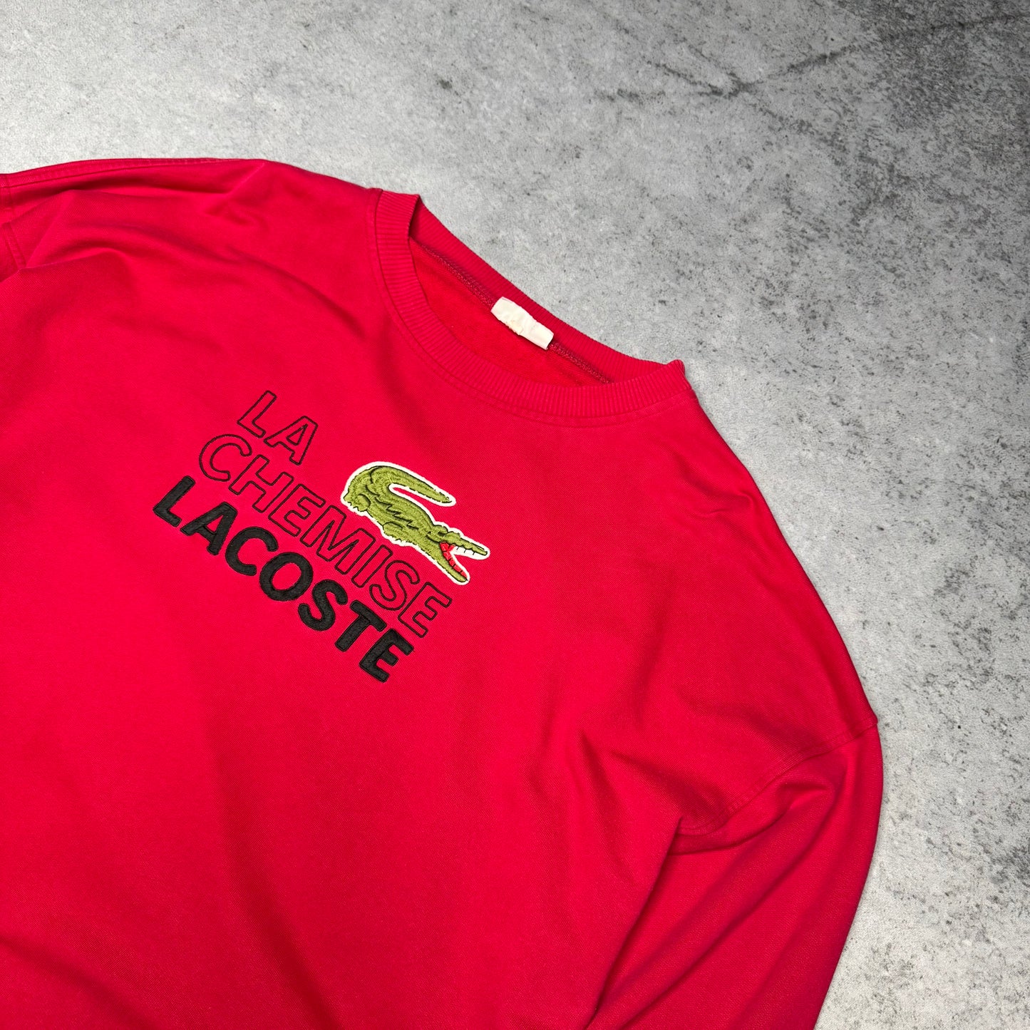 Lacoste 80s Crewneck Sweater Big Croc Spellout red (XXL)