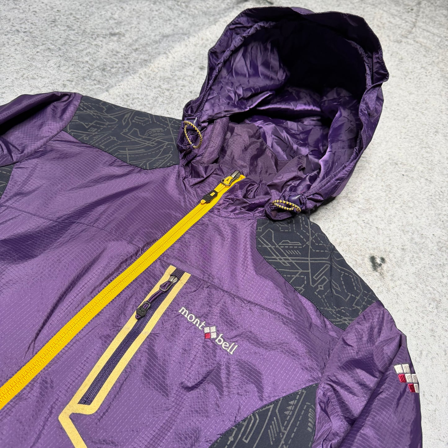 Montbell Japan Vintage 90s Rare OG Shell Jacket purple yellow (S)