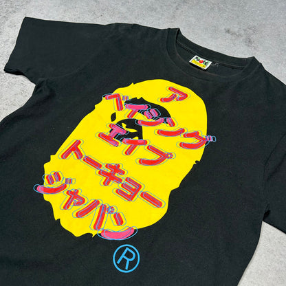 A Bathing Ape BAPE SS19 Katakana Ape Head Tee Shirt Black (M)