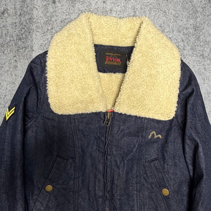 Evisu 2011 Cropped Sherpa Denim Jacket Deadstock with Tags (S)