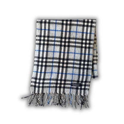 Burberry Vintage Nova Check Schal Scarf 90s Grey Blue