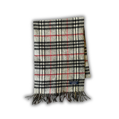 Burberry Vintage Nova Check Cashmere Scarf Schal 00s grey
