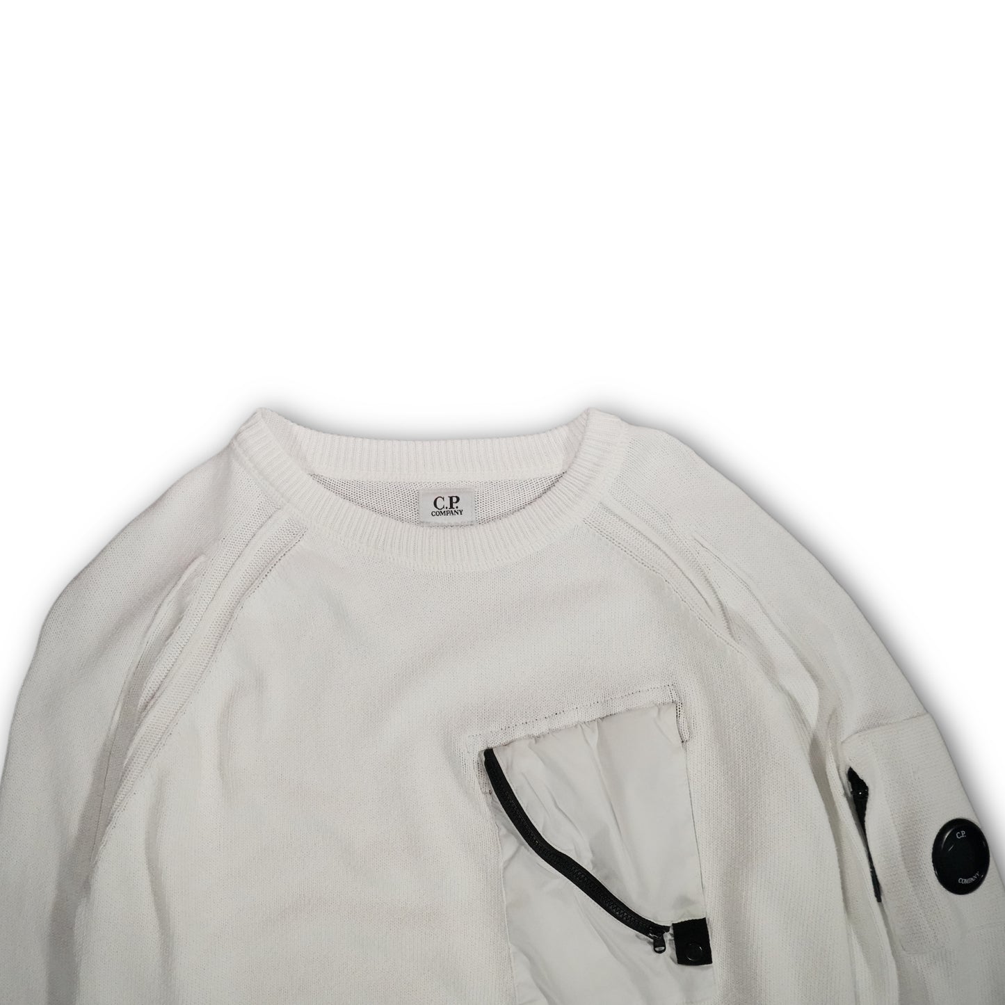 C.P. Company Knit Sweater Crewneck with Lens white (L)