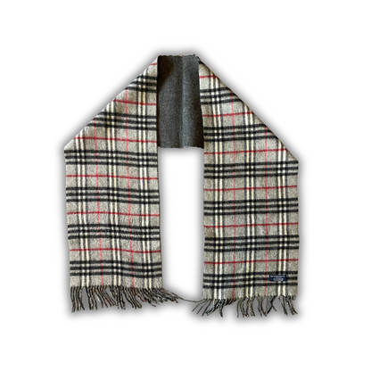 Burberry Vintage Nova Check Cashmere Scarf Schal 00s grey