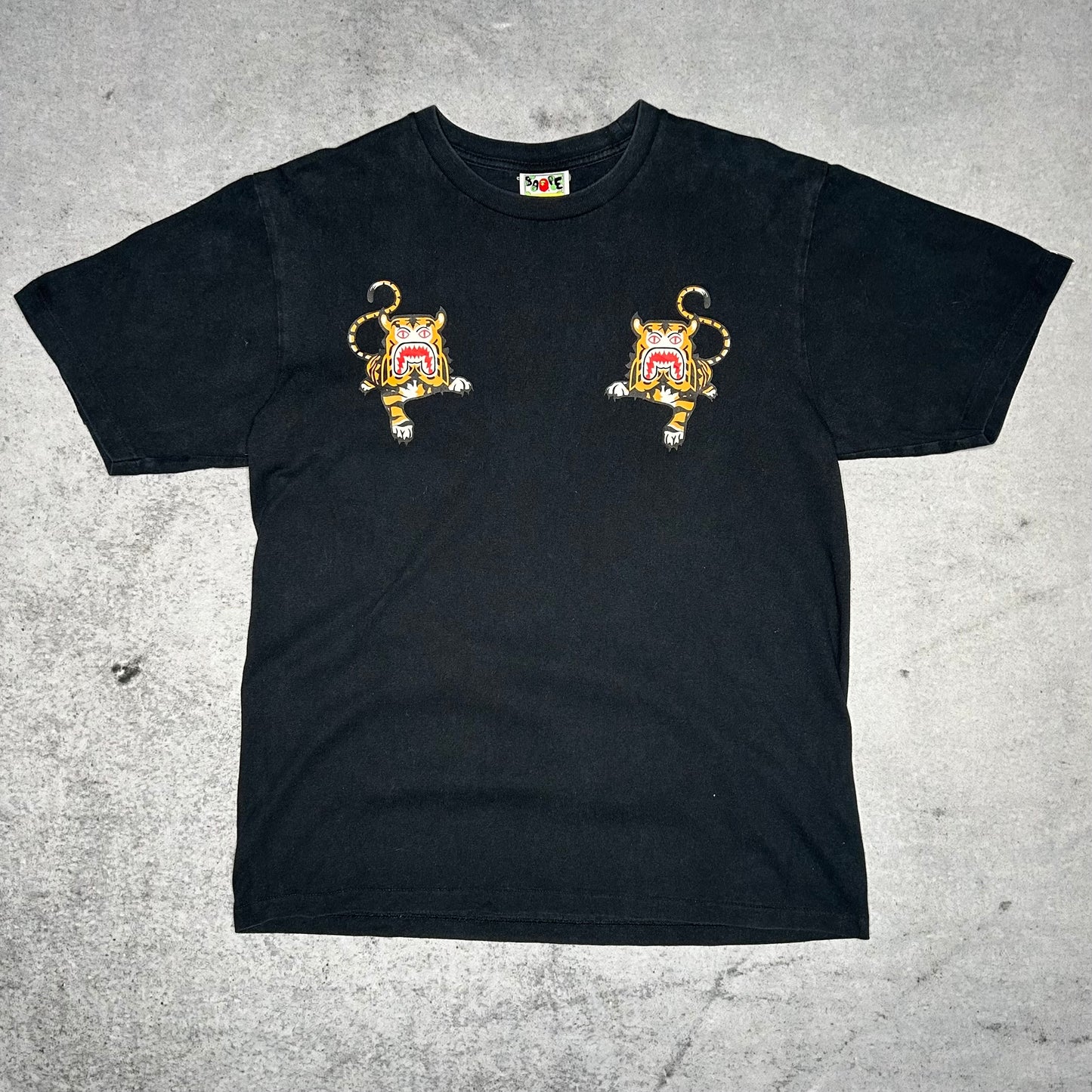 BAPE Double Tiger T Shirt black w/ Arabic Font Backprint (L)