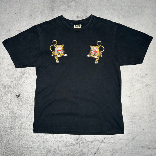 BAPE Double Tiger T Shirt black w/ Arabic Font Backprint (L)