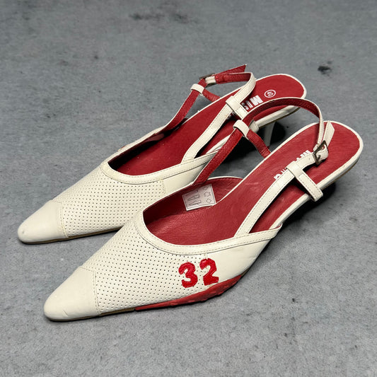 Mustang Vintage Y2K "Racing Style" Pointed Slingback Heels (40)