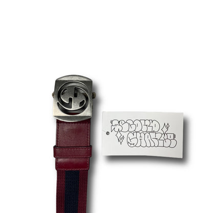 Gucci Vintage GG Belt navy bordeaux