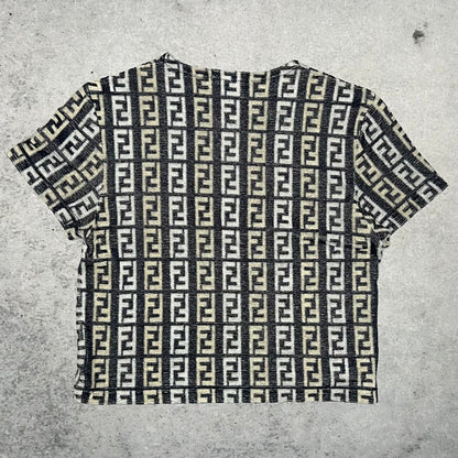 Fendi Vintage 90s Womens Zucca Monogram Baby Tee (S)