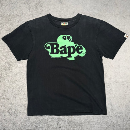 A Bathing Ape BAPE Vintage Baby Milo Spellout Logo Tee Shirt black green (M)