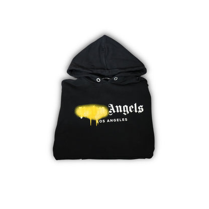 Palm Angels Spray Logo Hoodie - Black Yellow (M)