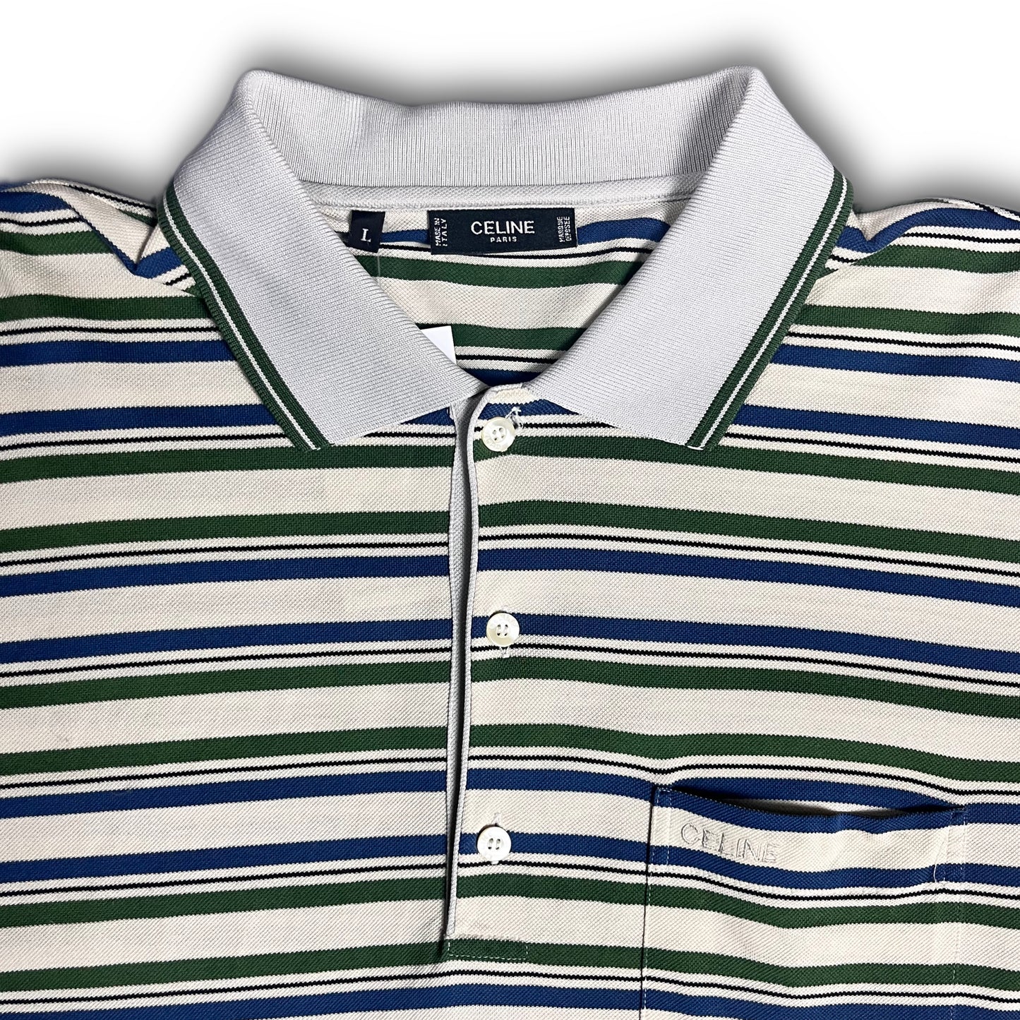 Celine Paris Vintage 00s Striped Poloshirt