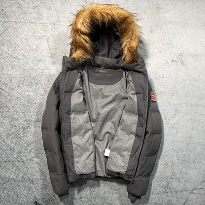 True Religion Hooded Puffer Down Jacket Faux Fur (Womens XL / Fits Mens S)