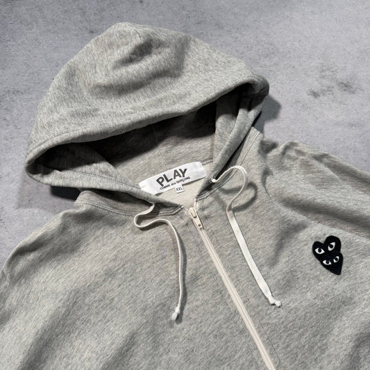 Comme des Garçons PLAY Zip Hoodie Double Heart Logo grey (XXL)
