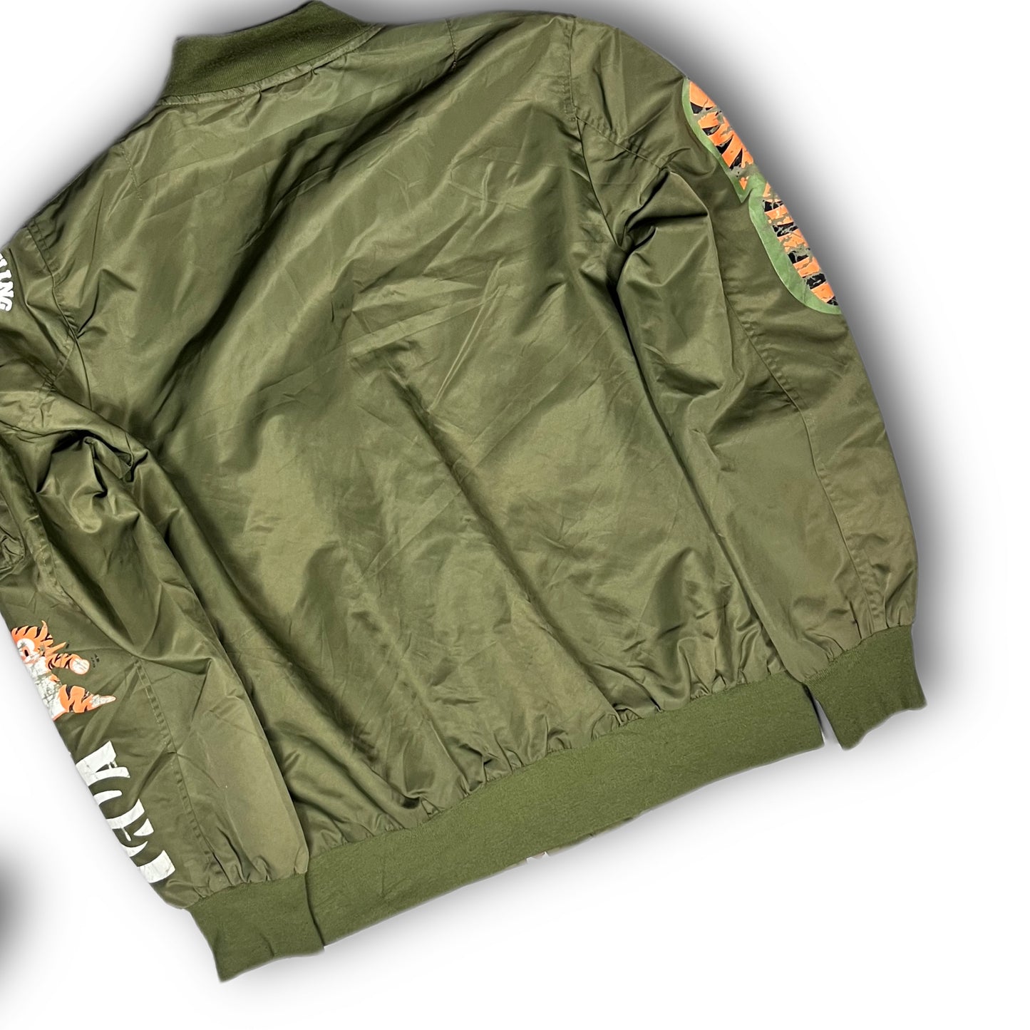 BAPE Half Shark Half Tiger Split MA1 Bomber Jacket Olive