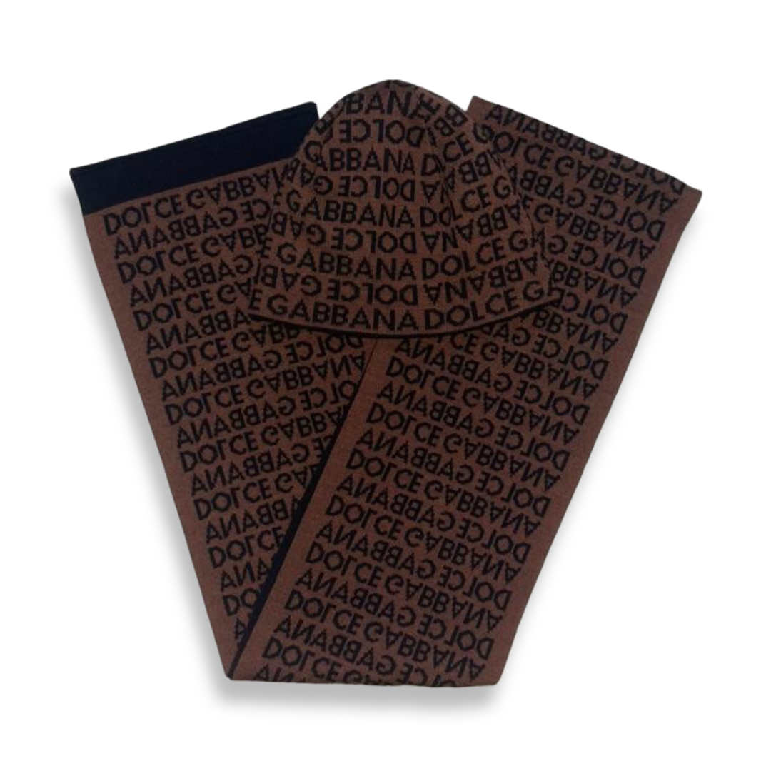 Dolce & Gabbana 00s Monogram Reversible Set (Beanie & Scarve)