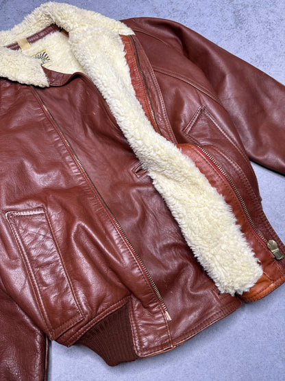 Spitfire Vintage Sherling Aviator Leather Bomber jacket brown (M)
