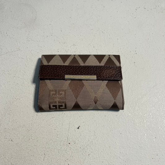Givenchy 90s Bi-Fold Wallet Canvas Leather Mix brown gold