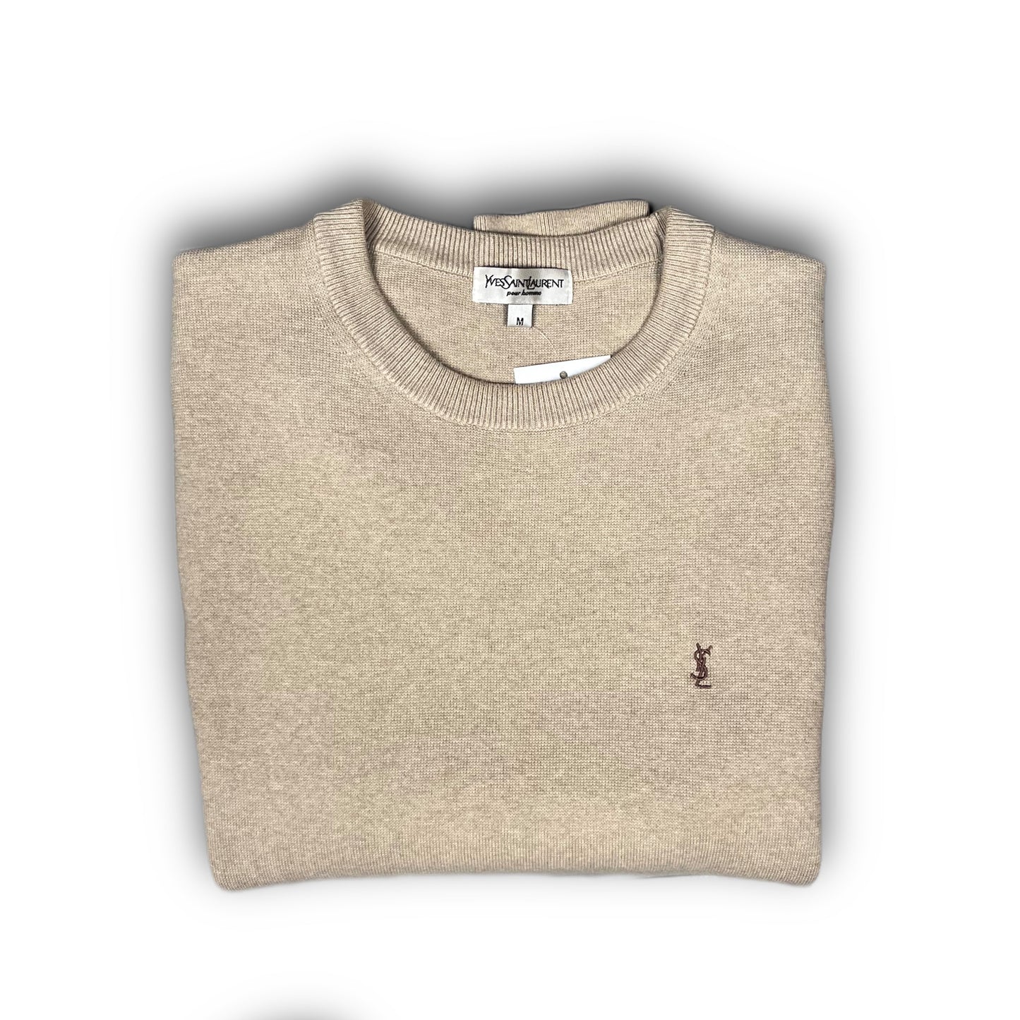 90s Yves Saint Laurent YSL Knit Crewneck Sweater beige