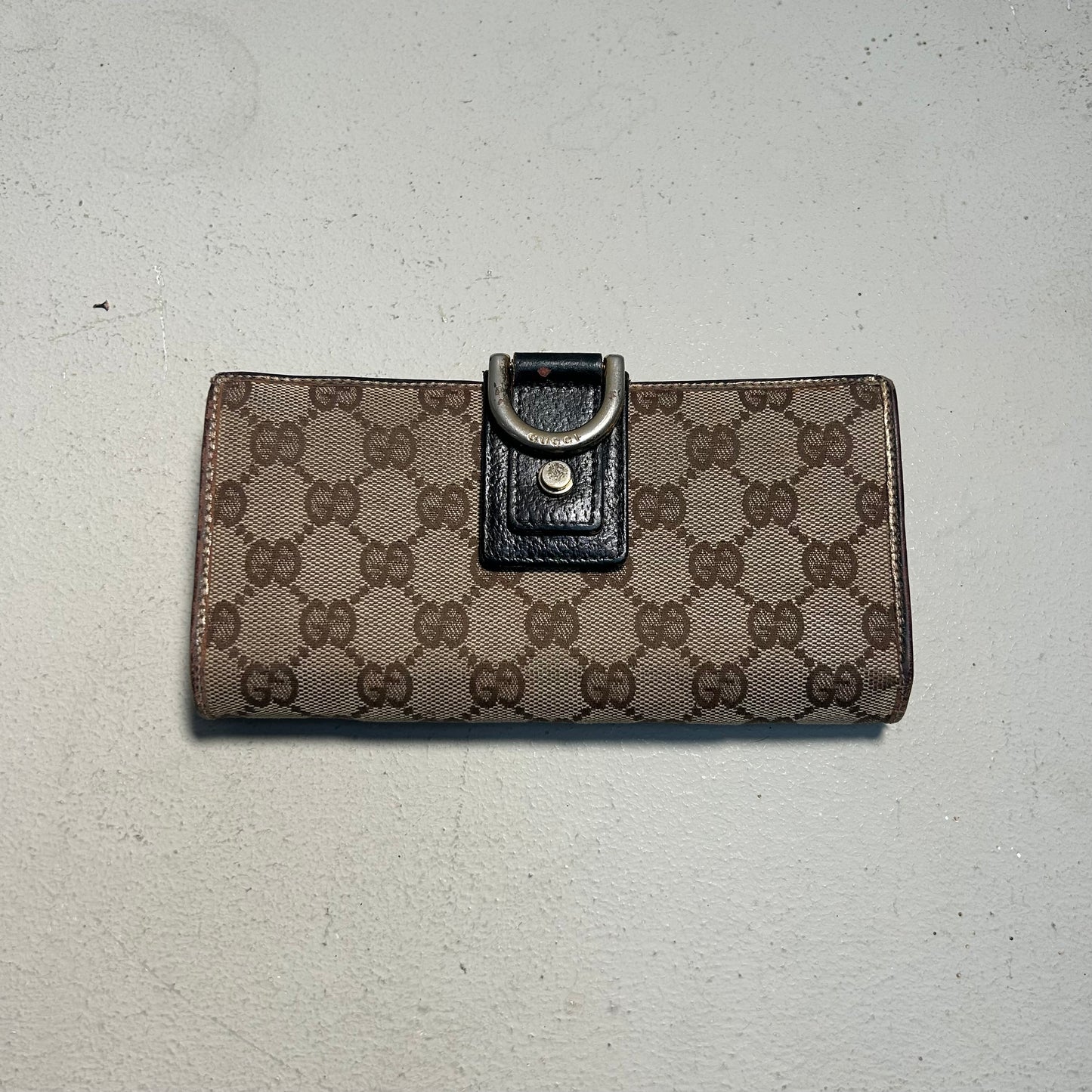 Gucci 00s Monogram Canvas GG Wallet Long Abbey + D-Ring