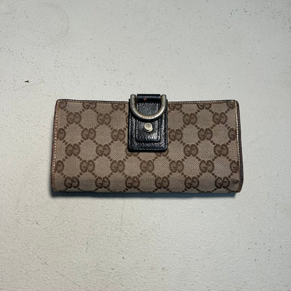 Gucci 00s Monogram Canvas GG Wallet Long Abbey + D-Ring