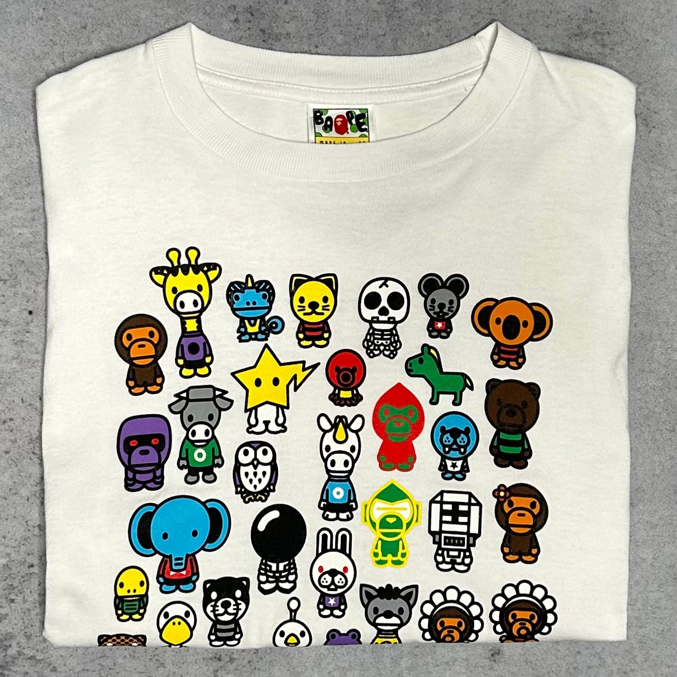 BAPE 2000s "Baby Milo Friends A to Z" Graphic Tee White (M)