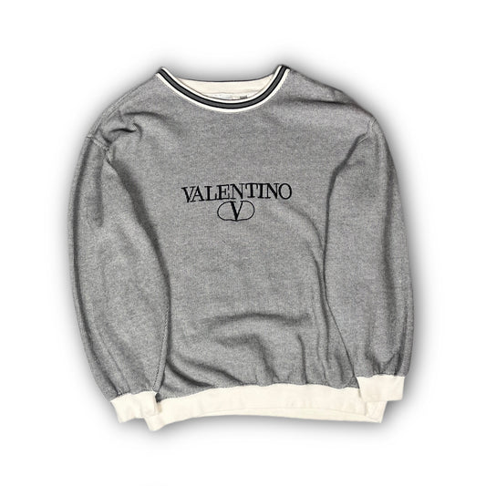 Valentino Vintage Crewneck Knit Sweater Garavani Logo grey