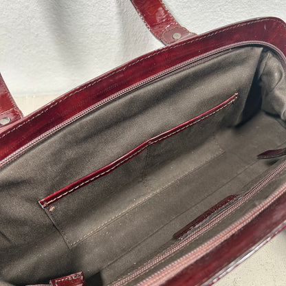 Roberta Gandolfi Y2K Glossy Hand Bag bordeaux red Silver Chain & Studs