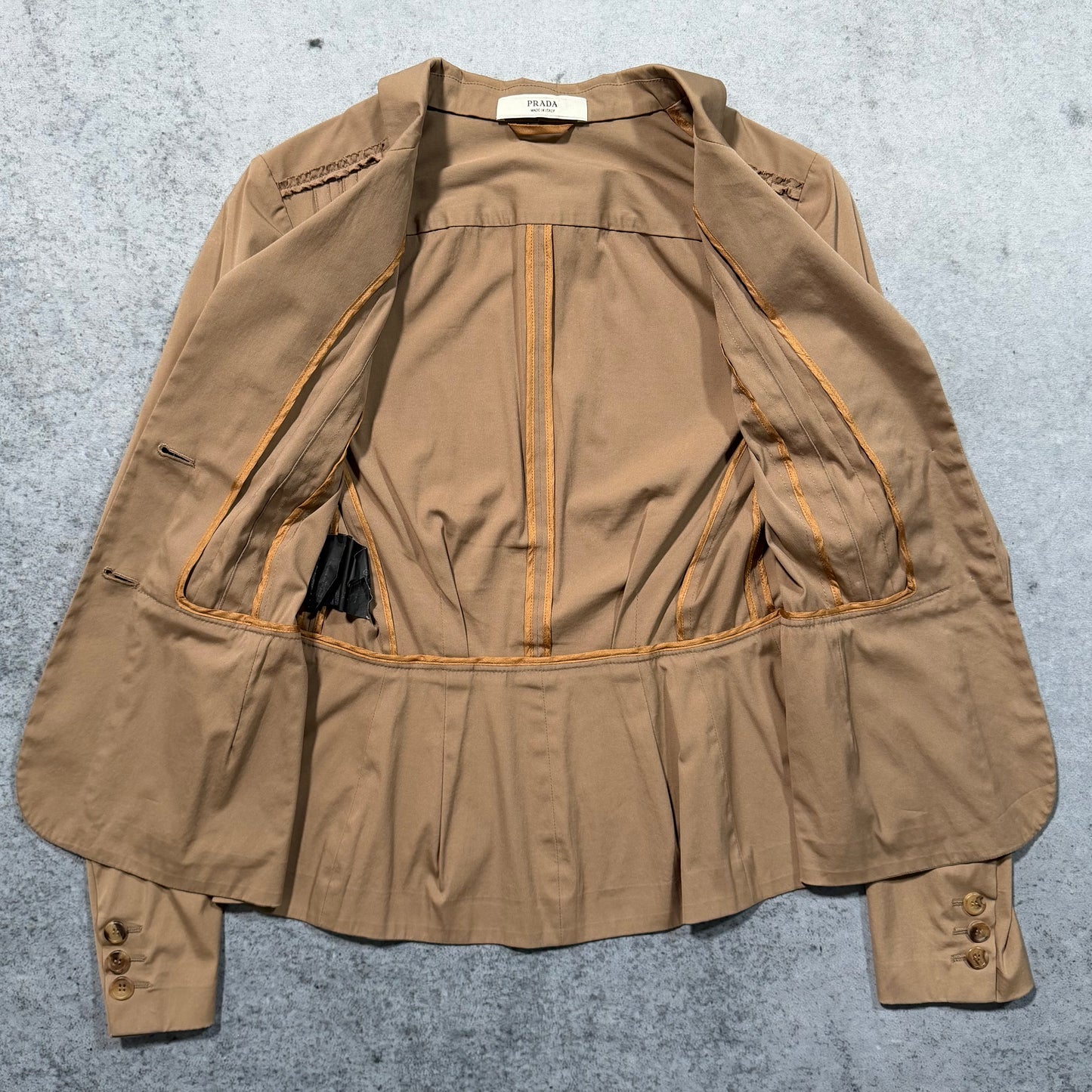 Prada SS09 Archive Pleated Fitted Blazer Jacket Light Brown (42 fits S)